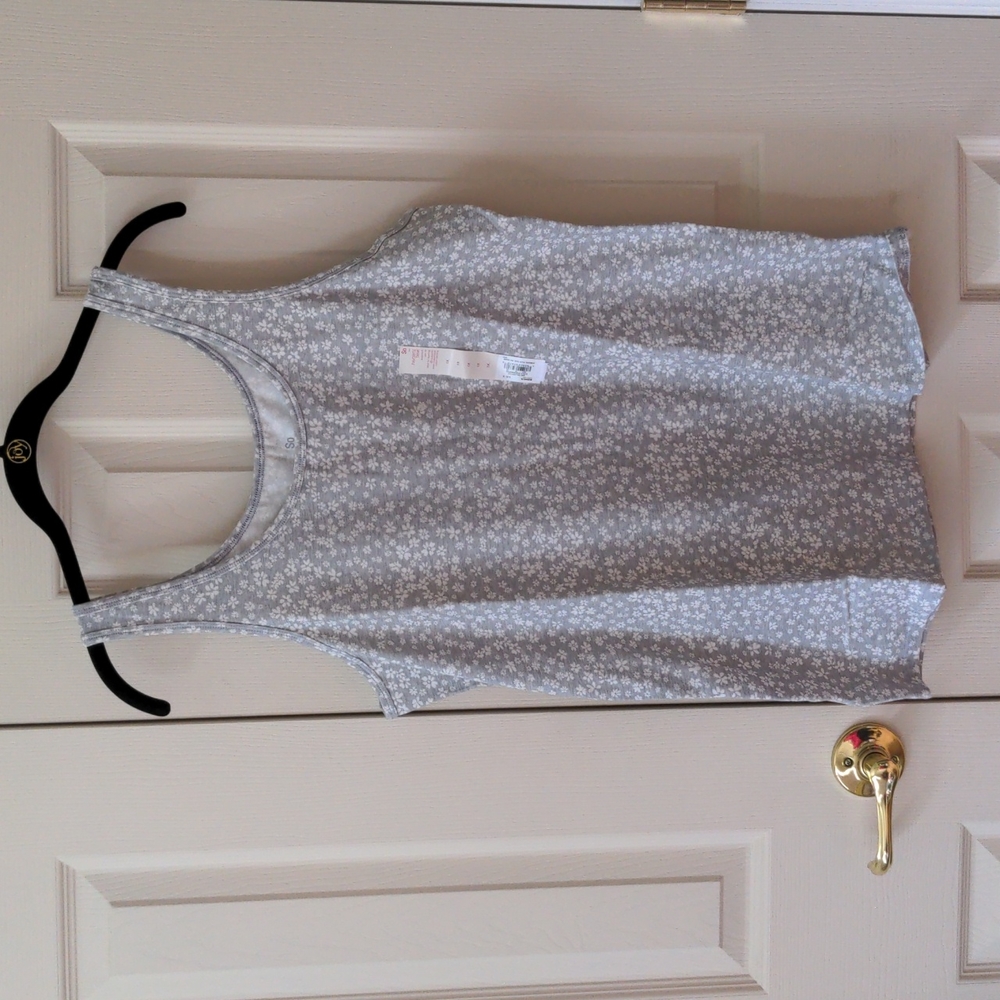 Cotton Grey Flowered Tank